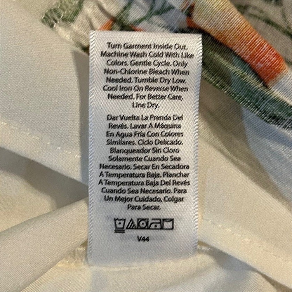 Citrus Botanical Midi Dress SZ S White Orange Mediterranean Vacation Resortwear - Picture 13 of 13
